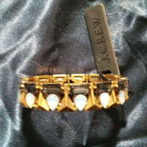 J CREW STRETCH BRACELET W/MOON STON STYLE RHINESTONES - Picture 2 of 5
